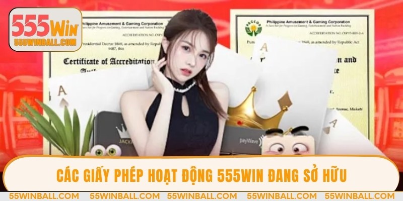 Các giấy phép hoạt động 555WIN đang sở hữu